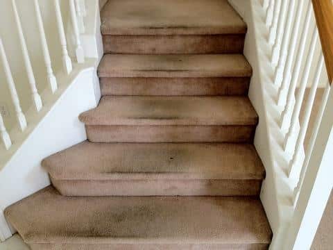 Before staircase has been cleaned